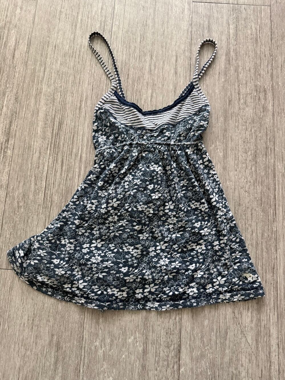 Abercrombie Vintage Babydoll Y2k Blue Floral Top